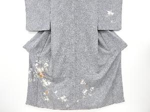 のり散らしに草花模様刺繍訪問着